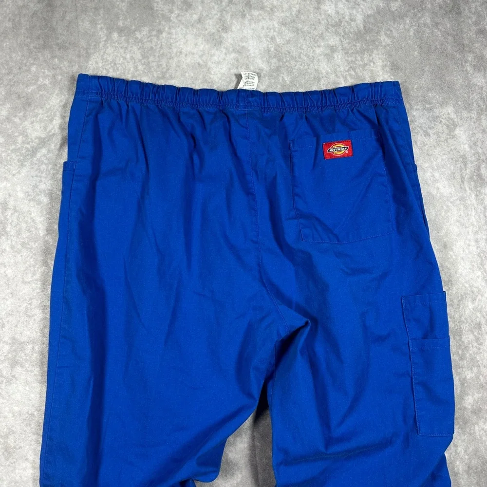 Dickies Mens Royal Blue Cargo Scrub Pants Medium Drawstring Utility Workwear